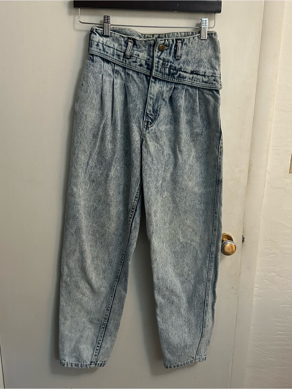 VTG 80s NASTY Ultra High Waisted Mom Jeans Acid Wash Tapered Leg Size 2/4 Punk
